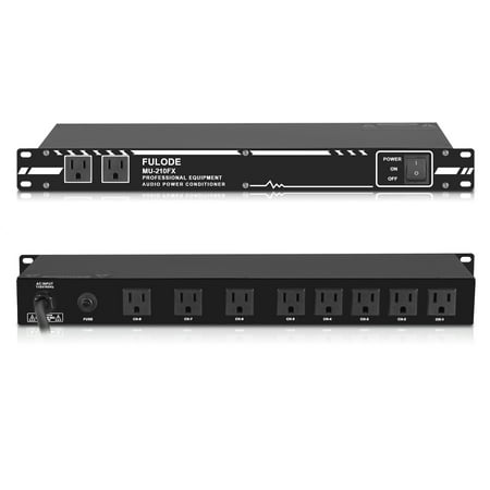Power Conditioner for Audio Equipment, 10 Outlets 30A Rack Mount Audio Digital Pro Power Supply Controller Regulator for Home Theater Sound System Stage Studio (MU-210FX)