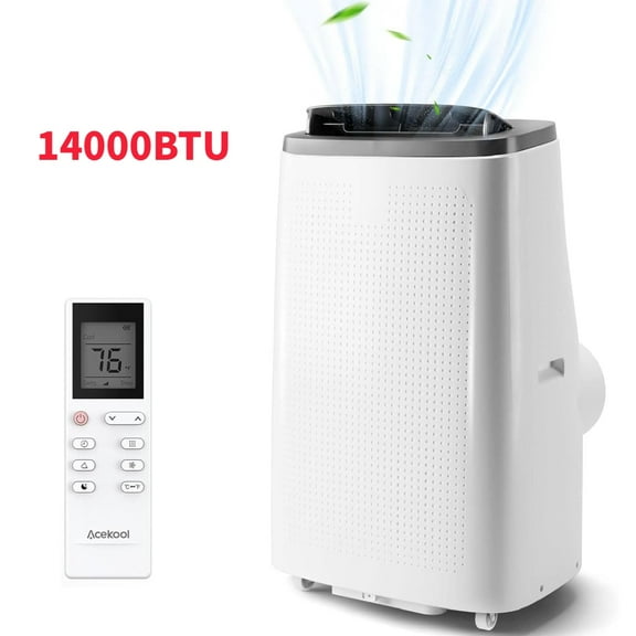 Power Cooling Portable Air Conditioners,14000 BTU AC Unit Portable Air Conditioner, Dehumidifier, Fan with Remote Control Quiet Floor AC Unit Cools Rooms up to 700 Sq ft with 3-Speed Wind/Night Light