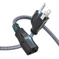 Power Cord, 10A 18AWG AC Power Cable 10FT(3m) Nylon Braided 3 Prong