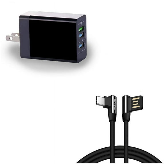 Power Cord 10ft Type-C Angle USB Cable w 6.8Amp 34W Home Charger W5R for Samsung Galaxy Tab S6 10.5 S5e 10.5 S4 10.5 Note 10 Plus A 10.1 (2019) Fold A20 A10e - Sony Xperia 5 10 Plus 1