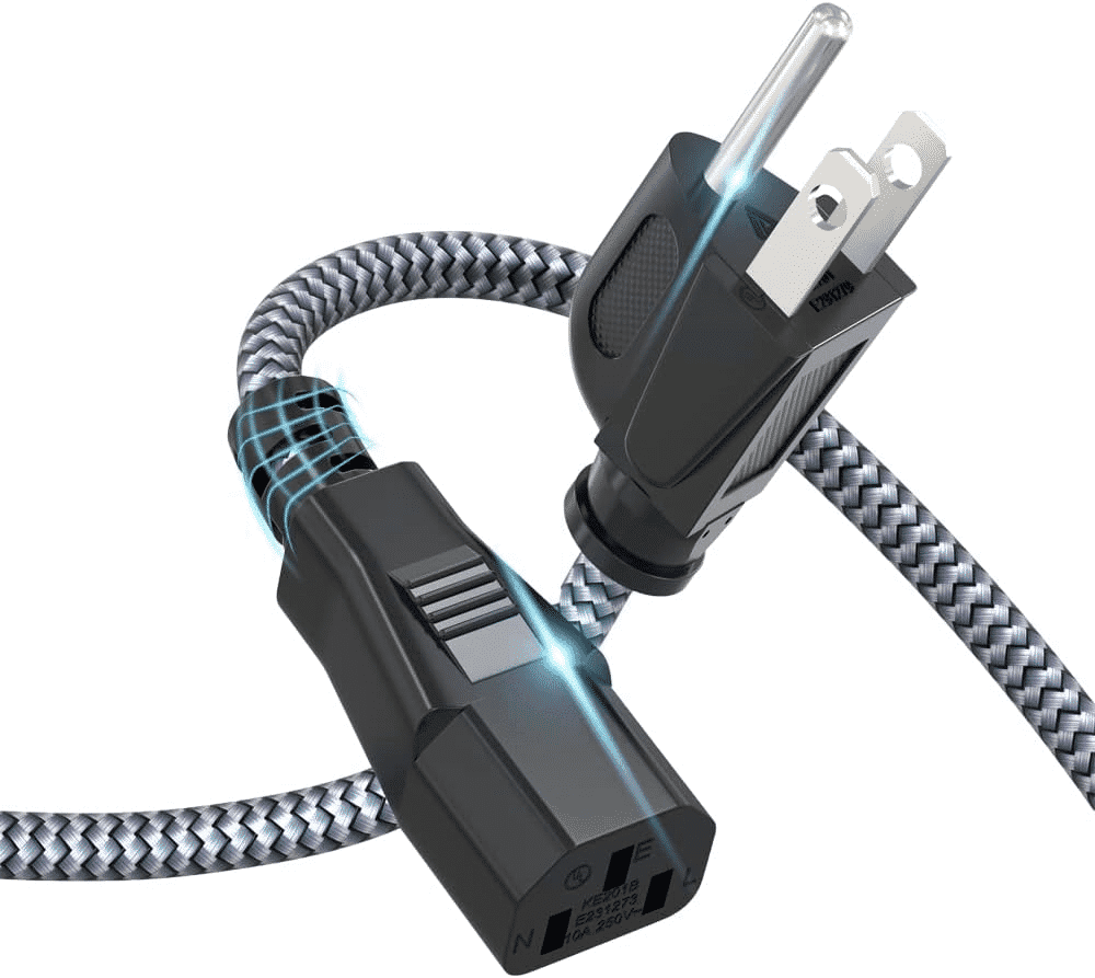 Power Cord 3 Pin Power Cord 1.6FT/0.5m AC Replacement Power Cable 3