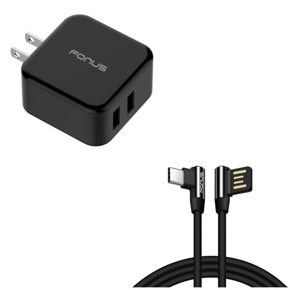 Power Cord 6ft Type-C Angle USB Cable w 2-Port USB 30W Fast Home Charger Q7W for Samsung Galaxy Tab Active Pro S6 10.5 S5e 10.5 S4 10.5 Note 10 Plus A 10.1 (2019) Fold A20 A10e - Sony Xperia 5