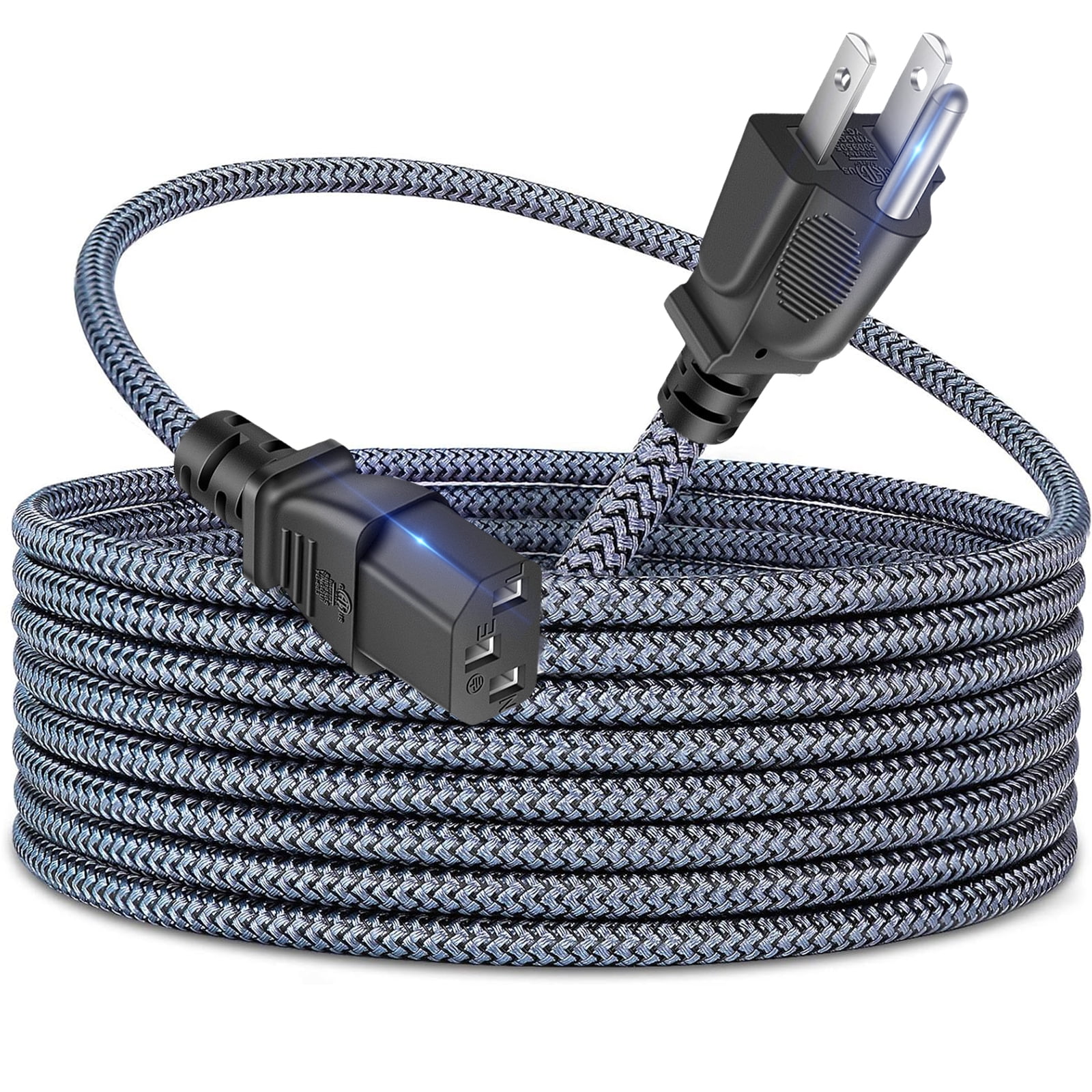 Cable For Computer Screen Power Cord, HOMAIR Nylon Braided 3 Prong AC TV Power Cord,18AWG 10A ...