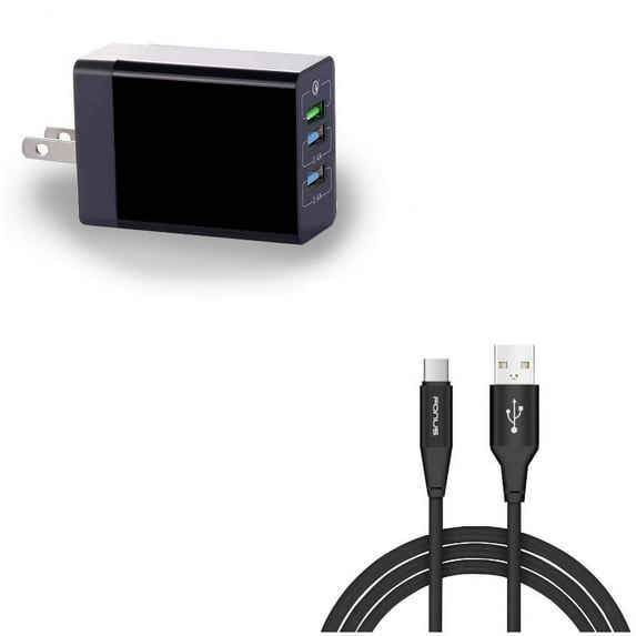 Power Cord Type-C 6ft USB Cable w 6.8Amp 34W Home Charger Q3A for Samsung Galaxy Tab S5e 10.5 S4 10.5 Note 10 Plus A 10.1 (2019) Fold A20 A10e - Sony Xperia 5 10 Plus 1 - Xiaomi Redmi Note 7