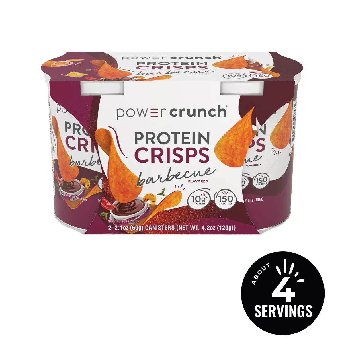 Power Crunch Crisps BBQ Protein Chips, 2.1 oz Each, 2 Pack  Crunchy High Protein Snack