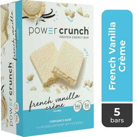 Power Crunch Original Protein Energy Bars, French Vanilla Cream, 5 Ct Box, 1.4 oz