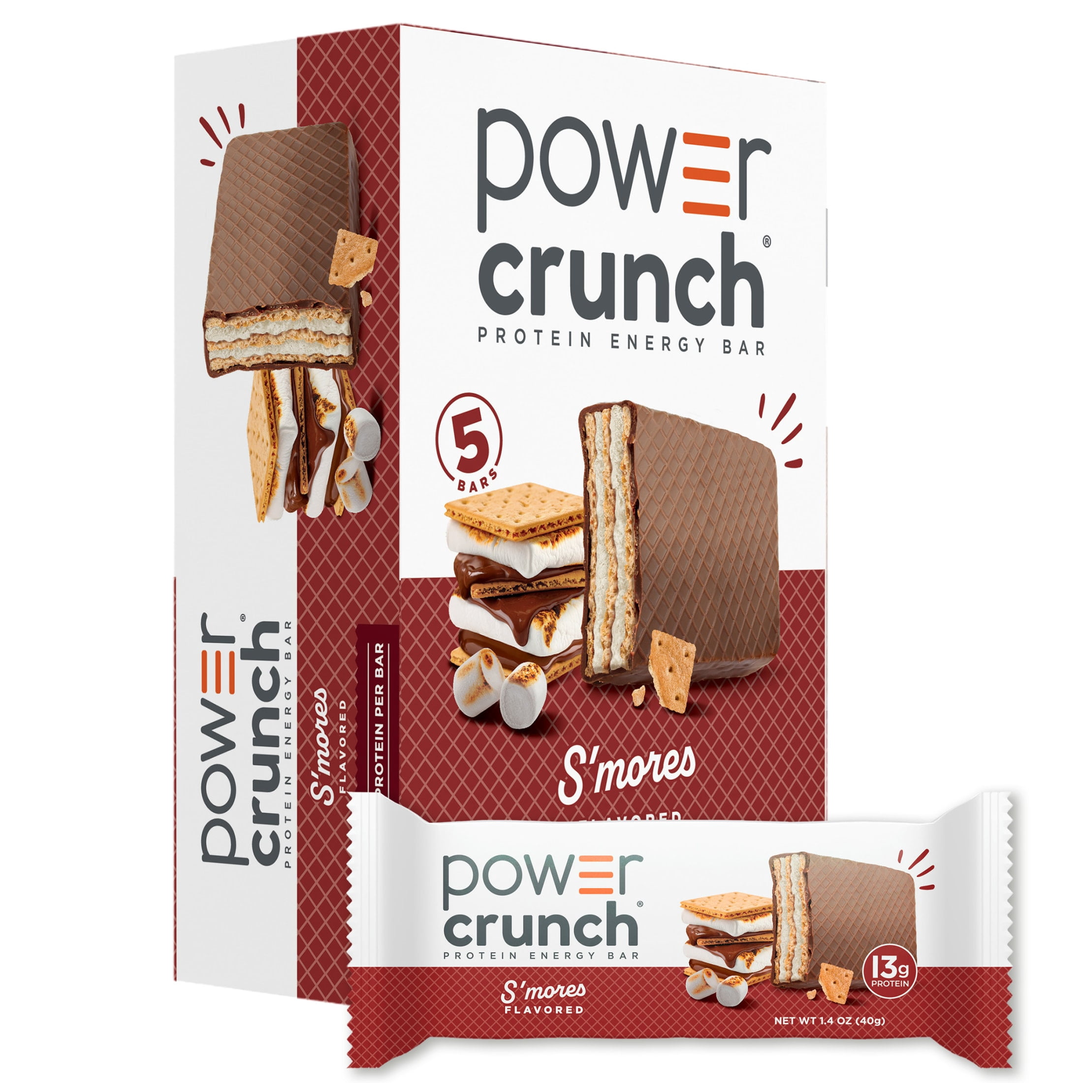 Power Crunch S'More Bars 1.4oz, 5 Count Carton