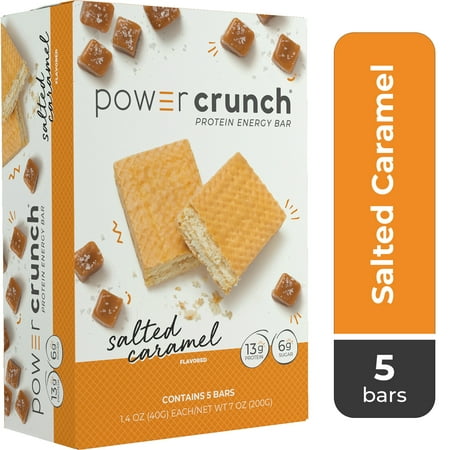 Power Crunch Original Protein Energy Bars, Salted Caramel, 5 Ct Box, 1.4 oz