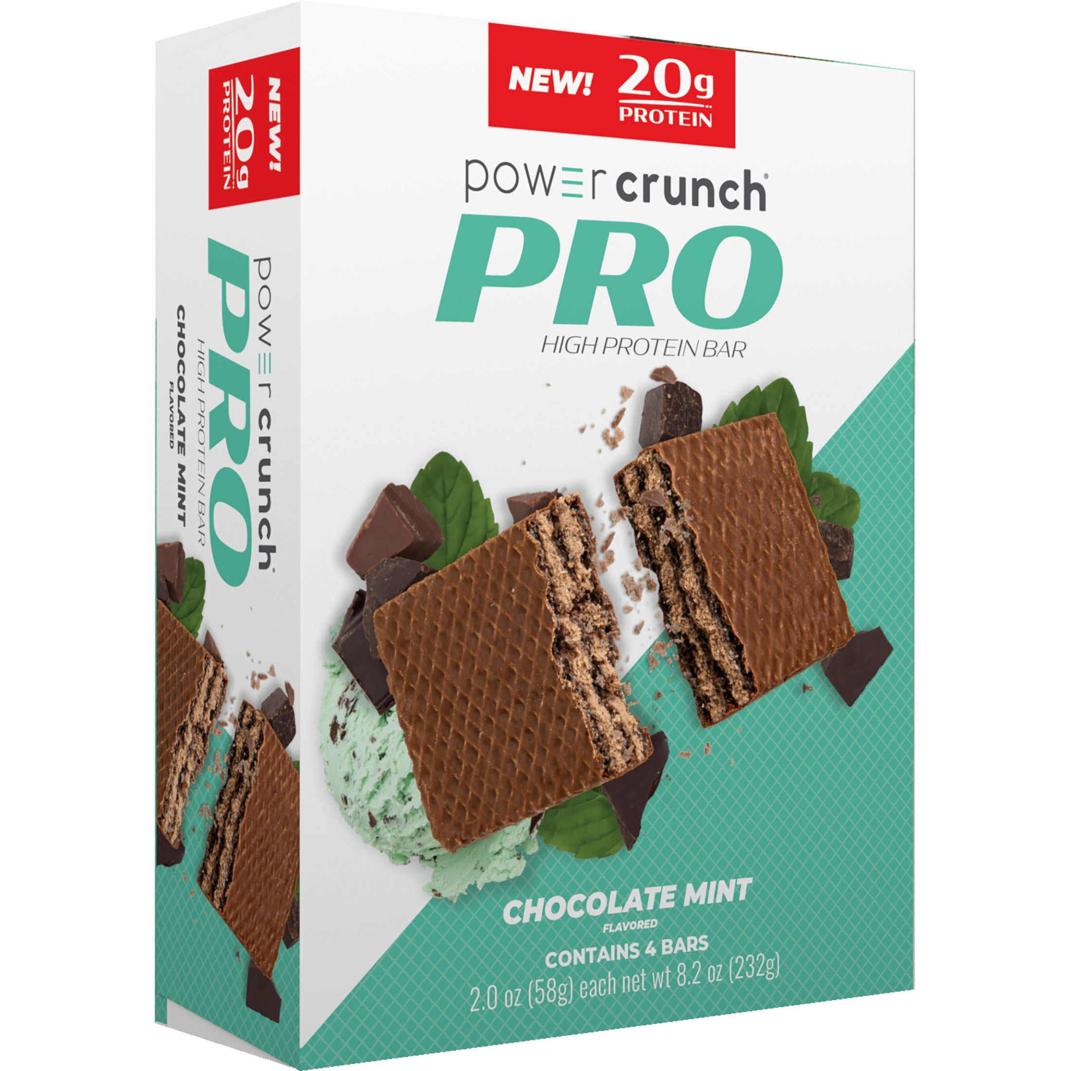 Power Crunch PRO High DH Hydrolyzed Whey Protein Bar, Chocolate Mint, 8.2 oz, 4 count