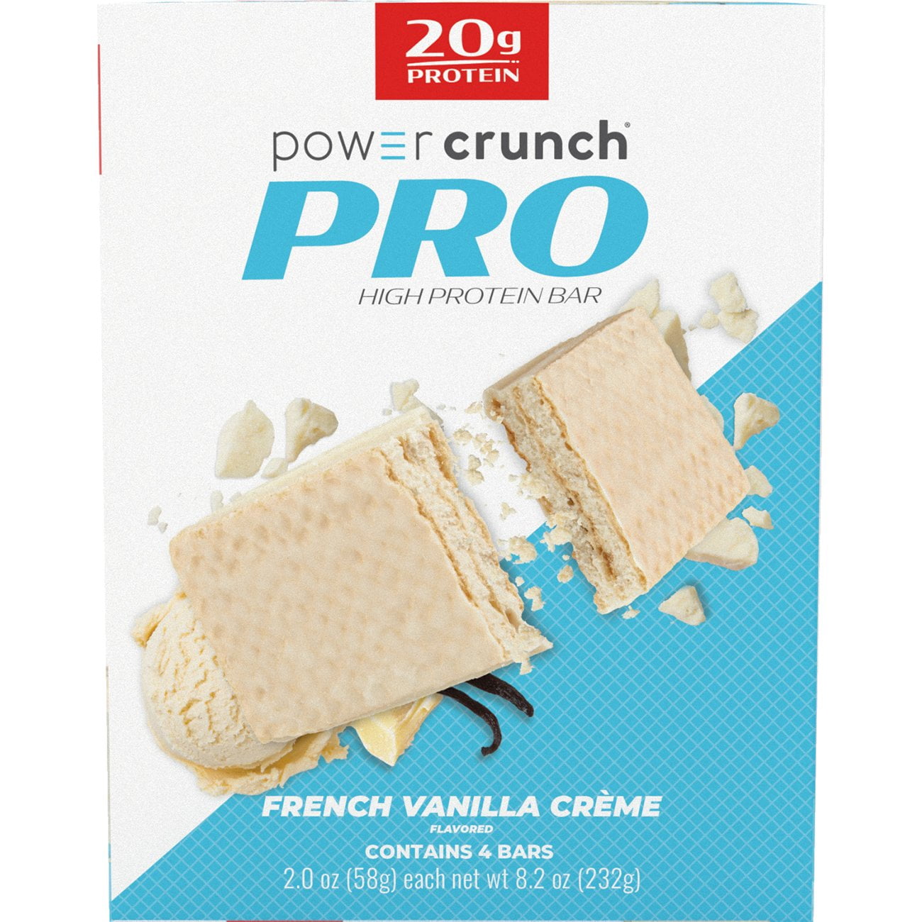 Power Crunch Pro 20g Protein Bars - French Vanilla Crme, 4 ct (Package May Vary)