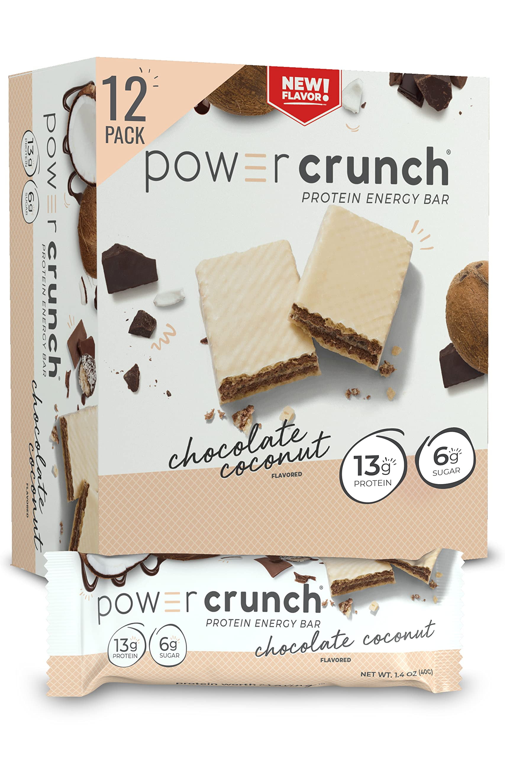 Power Crunch Protein Wafer DHF10 Bars, High Protein Snacks with