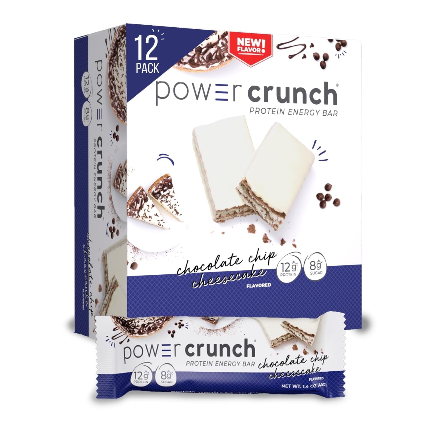 Power Crunch Protein Wafer DMF15 Bars, High Protein Snacks with Delicious Taste, Chocolate Chip Cheesecake, 1.4 Ounce (12 Count)