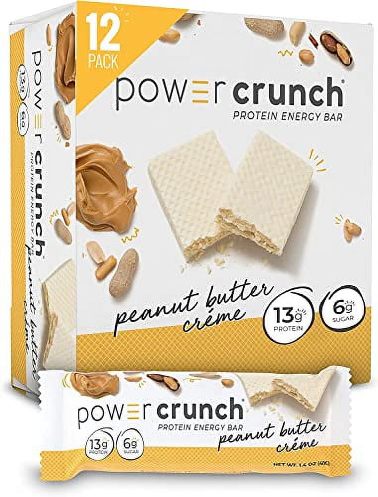 Power Crunch Whey Protein Bars, High Protein Snacks with Delicious Taste, Peanut Butter Crme, 1.4 Ounce (12 Count)