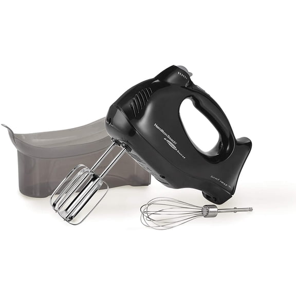 Power Deluxe 6-Speed Electric Hand Mixer with Snap-On Storage Case, QuickBurst, Beaters, Whisk, Powerful 250 Watt Motor, Bowl Rest, Black (62692)