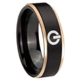 thumbnail image 1 of Power Design 8MM Step Edge Black And Rose Gold Tungsten Men Ring, 1 of 2