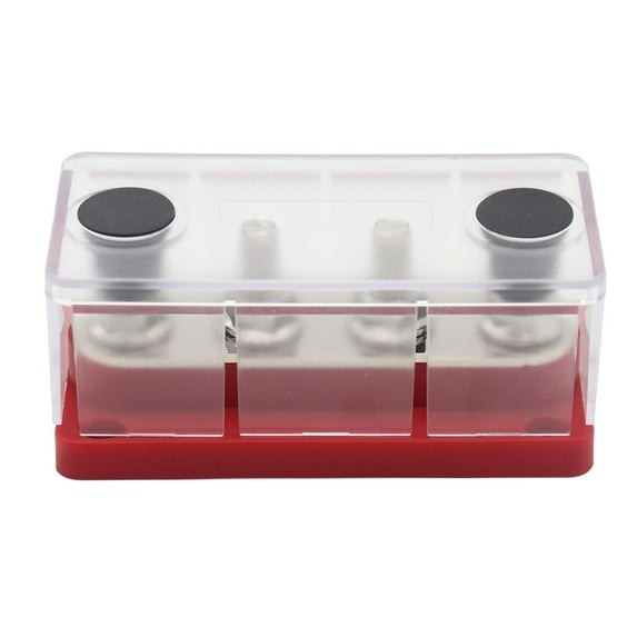 Power Distribution Block 48V Bus Bar Replacement 150A Electrical Terminal Block Buss Bar with 3/8inch Terminal Studs with Cover for RV Red