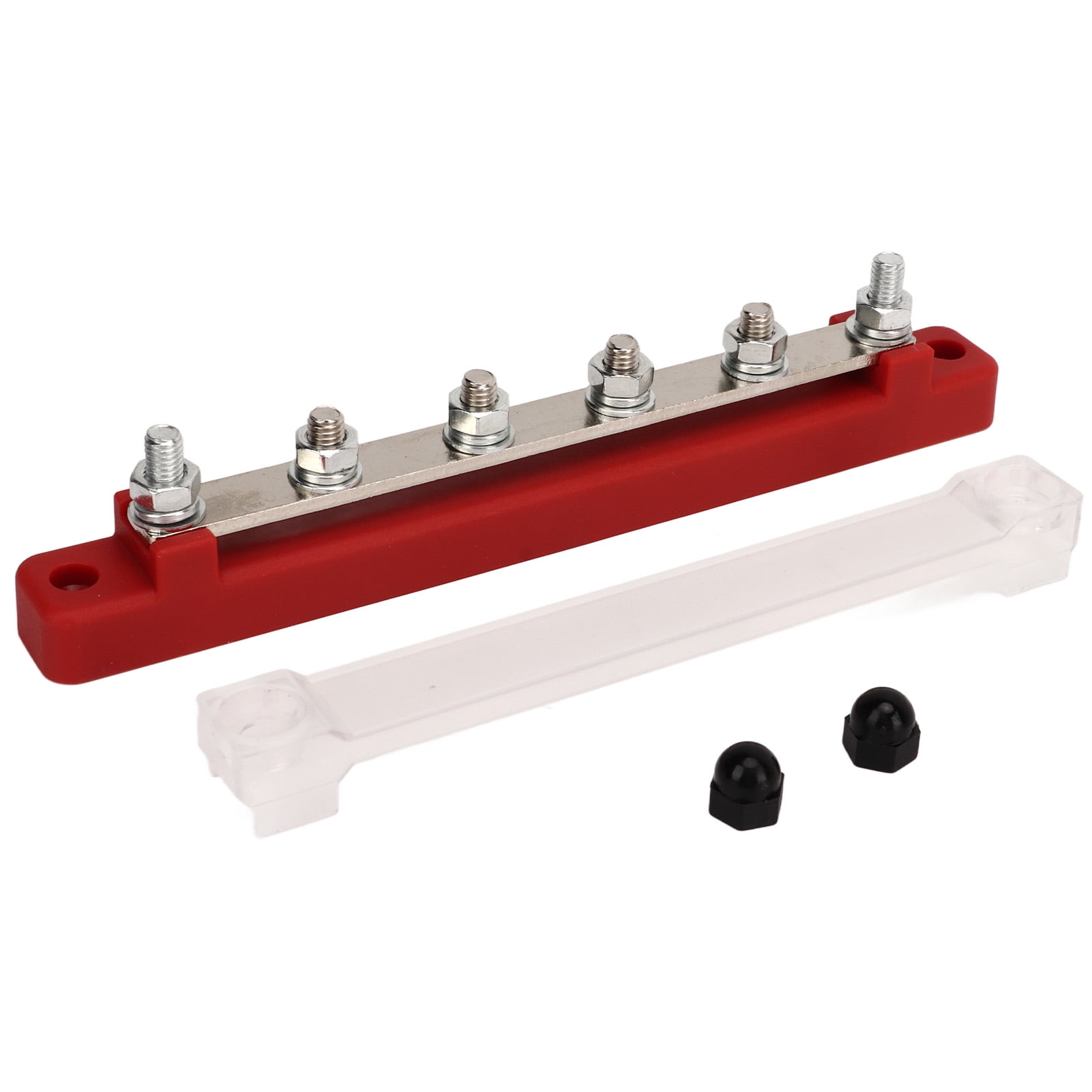 Power Distribution Block Bus Bar, M6 Terminal Studs Black Red Battery