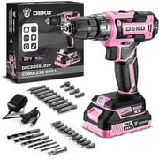 Power Drill Cordless: DEKO PRO Pink Cordless Drill 20V Electric Power Drill Set Tool for Women Drills Cordless with Battery and Charger Drill Driver 20 Volt Drill Driver Kit