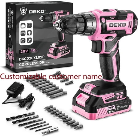 Power Drill Cordless: Pink Cordless Drill 20V Electric Power Drill Set Tool for Women