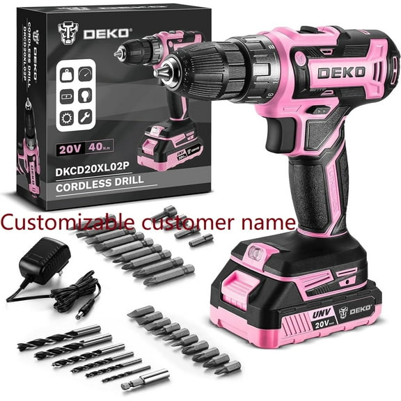 Power Drill Cordless: Pink Cordless Drill 20V Electric Power Drill Set Tool for Women