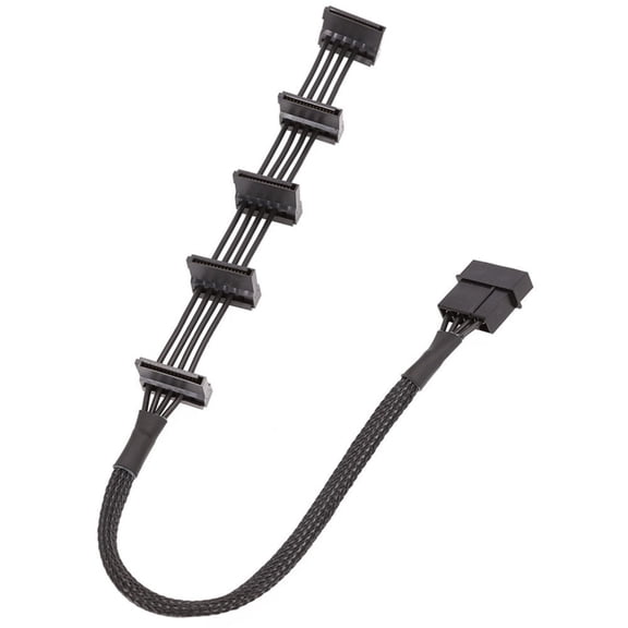 Practical 5 Port 4Pin IDE To 15Pin Power Cable Cord 18AWG Wire for Hard Drive PC Server Easy Installation Accessories