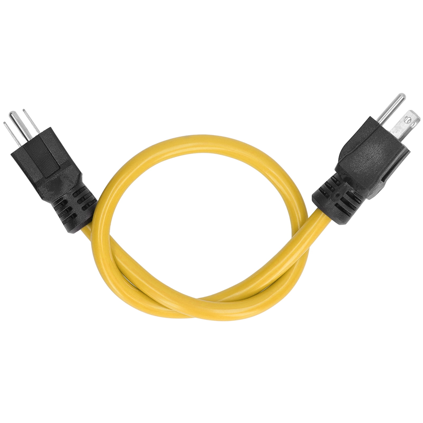 Power Extension Cord 12AWG PVC Rubber Protection Brass Conductor 5 15P to 5 15P Extension Cable US Plug AC125V 15A Yellow 64cm/25.2in