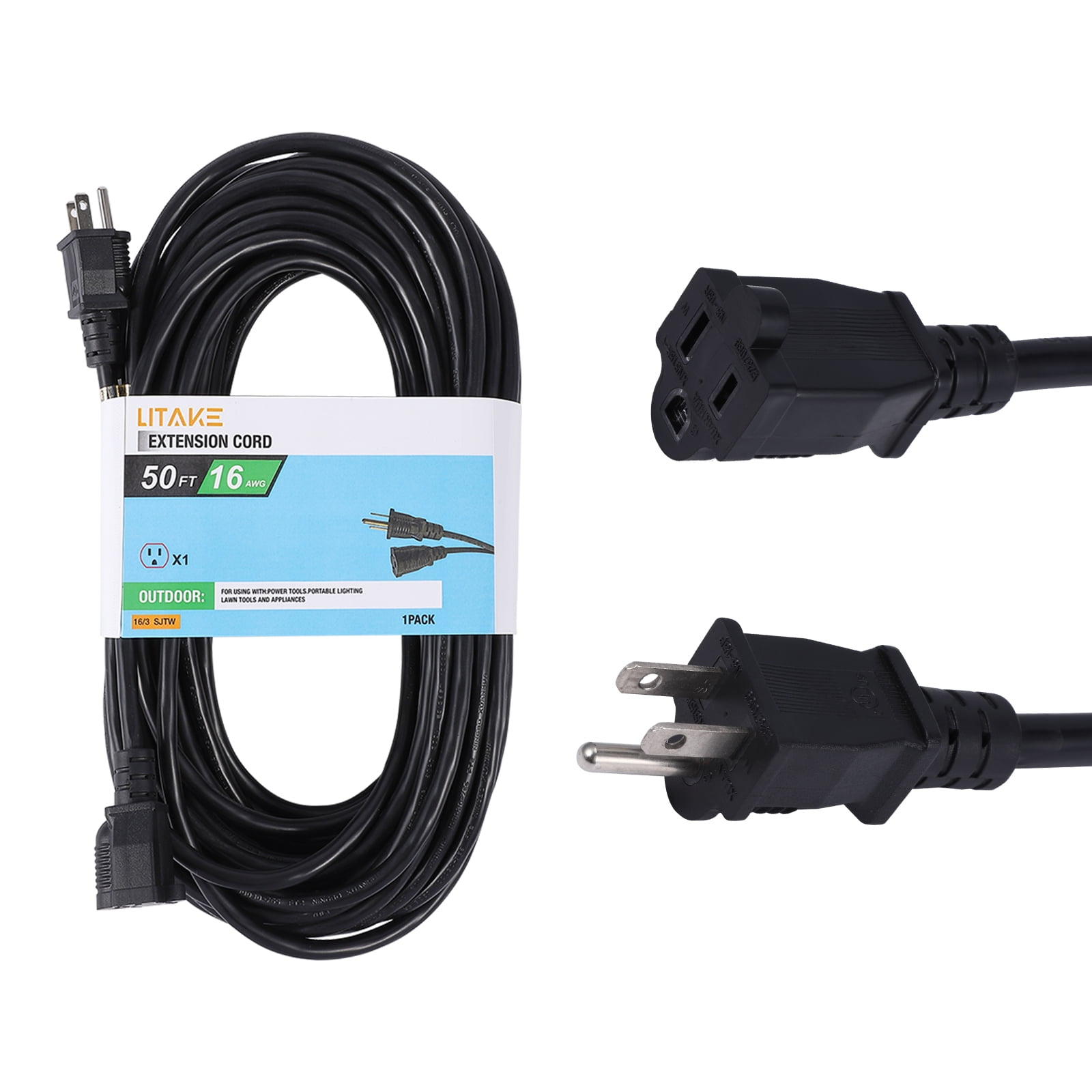 Power Extension Cord, Heavy Duty Power Cord Extension Cable with 3