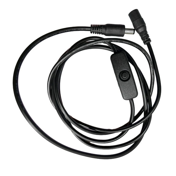 Power Extension Cord with Inline Switches 5.5mmx2.1mm Male to Female for Router Speakers Blower Desk Lamp LED Strips