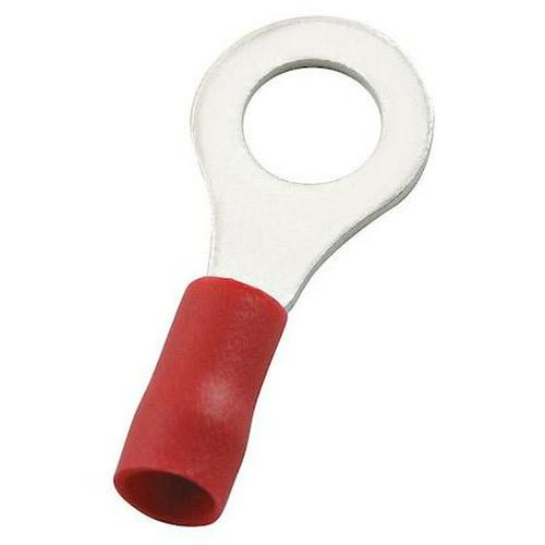 Morris Non-Insulated Ring Terminals - Pack Of 100 For 22-16 Wire, 1/4" Stud Size