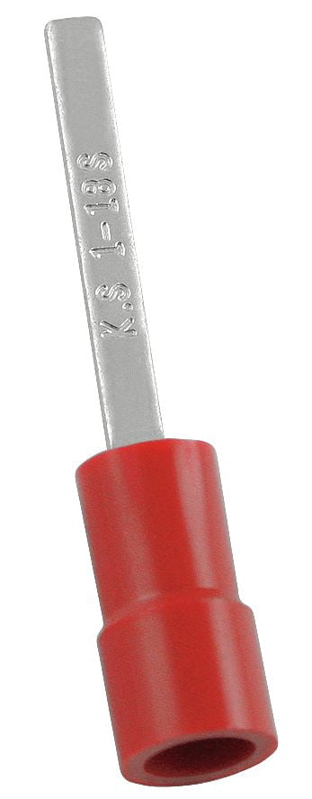 Power First Pin Terminal, Red Vinyl, Brazed Seam, 22 to 16 AWG, 100 PK - 5UGP3