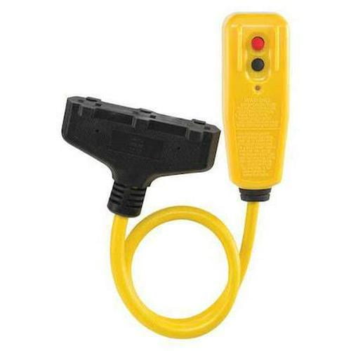 Power First Plug-In GFCI with Cord, 2 ft., Ylw, Outdoor