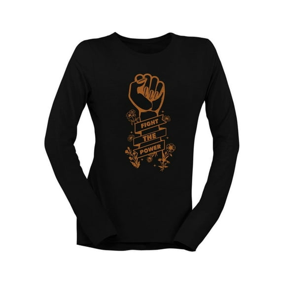 Power Fist Social Justice Tee Long Sleeve Women's