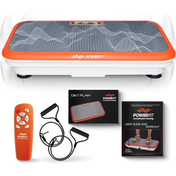 Power Fit Vibration Plate Exercise Machine, Powerfit Elite Platform, , Body for Lymphatic Drainage, Shaker Weight Loss - Remote, Resistance Bands & Diet Plan