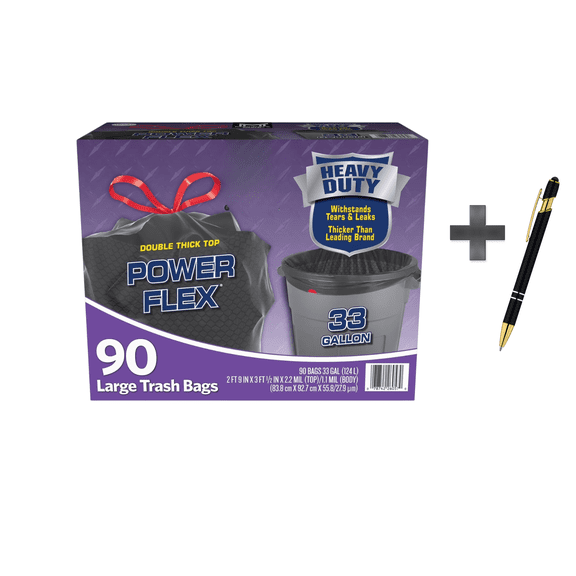 Power Flex 33-Gallon Large Trash Bags, 90 ct.