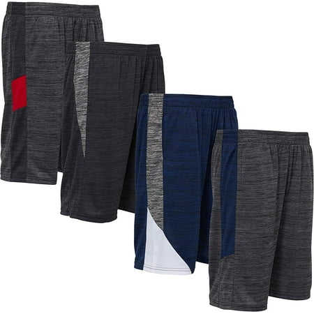 Power Forward 4 Pack: Boys Youth Athletic Active Performance Sports Workout Basketball Lightweight Gym Shorts