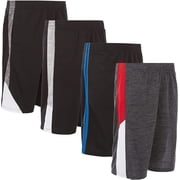 Power Forward 4 Pack: Boys Youth Athletic Active Performance Sports Workout Basketball Lightweight Gym Shorts