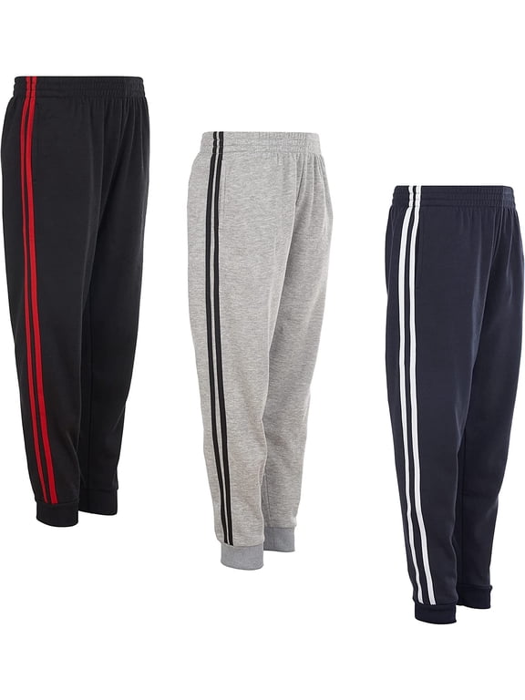 Boys Youth Warm Fleece Elastic Waist Joggers Sweatpants 3 Pack