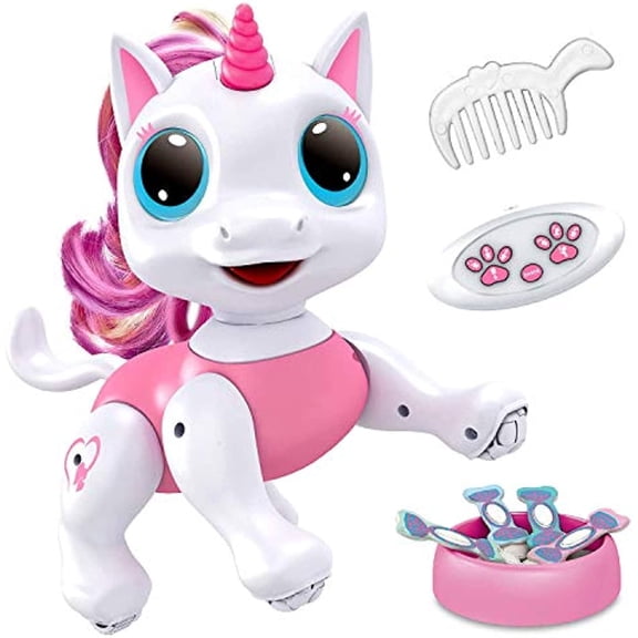 Power Your Fun Robo Pets Unicorn, Remote Control Interactive Robotic Toy with Gesture Control, Lights Up, STEM Learning, Programmable Pet Toy for Kids Ages 3+