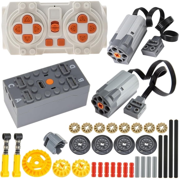 Cobers Power-Function 37Pcs M-Motor Motor-Set, IR Remote Control & Battery Box, Compatible with Major-Brand Technic Building Kits, for Hobbyists