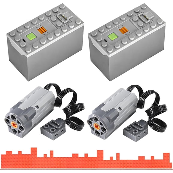 Power Funtion 4PCS M-Motor&AAA Battery-Case SetCompatible with Toy Building Block L Brand