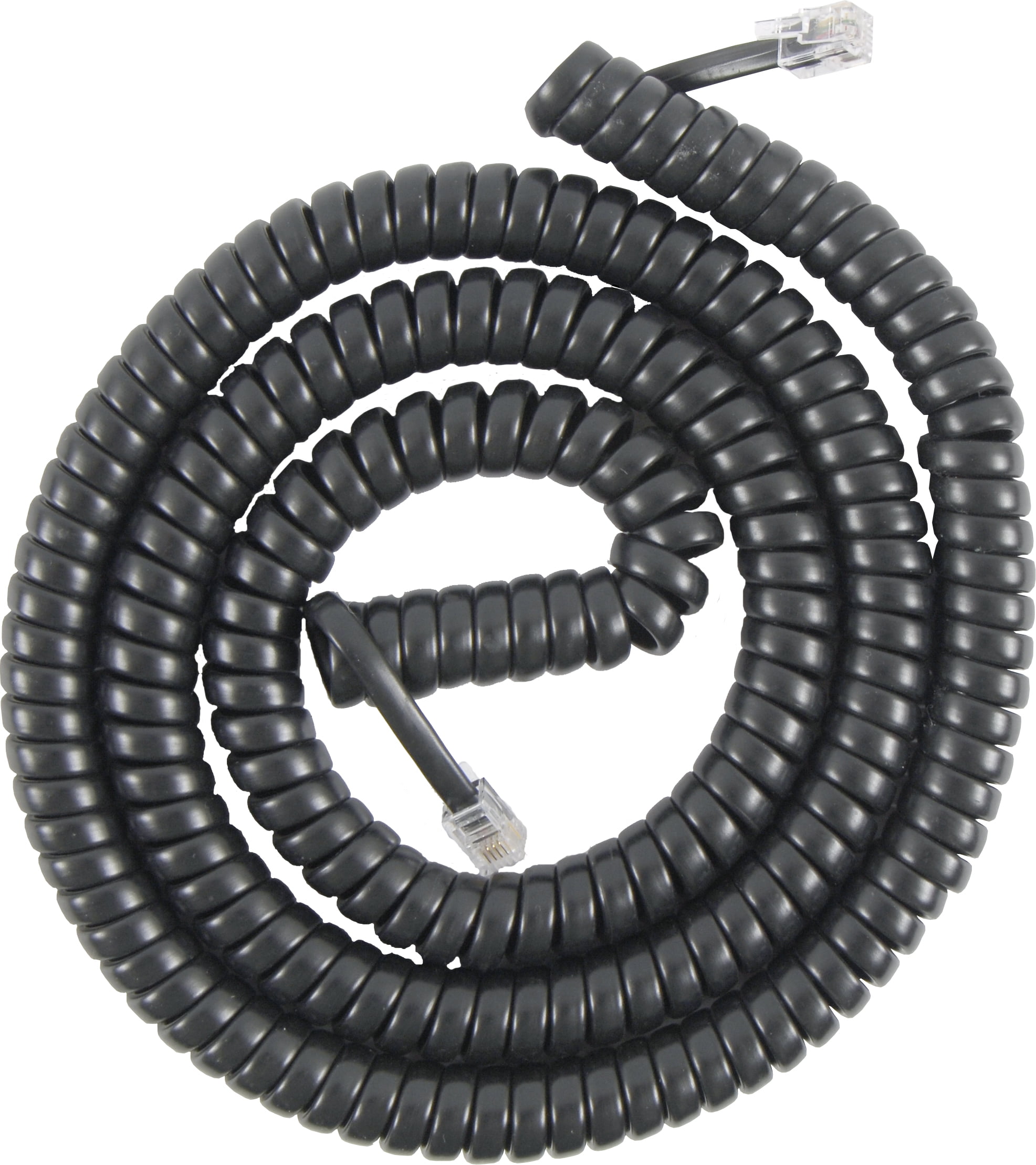 Power Gear 25ft. Coiled Telephone Cord, Black, for Home or Office ...