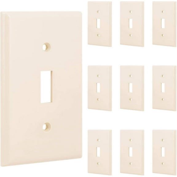 Power Gear Toggle Wall Plate Cover 10 Pack, 1 Gang, Standard, Unbreakable Faceplate, 2.75 x 4.5, Screws Included, Light Almond, 51197 Single Switch Wallplate