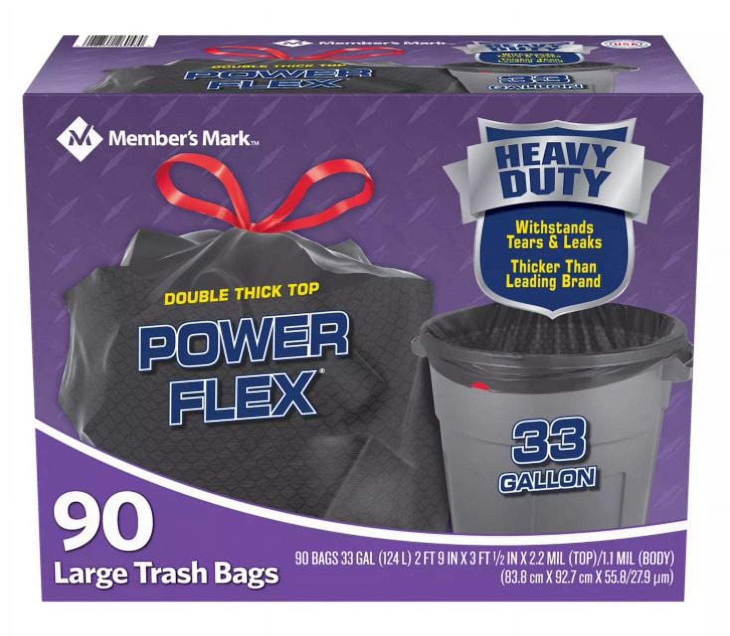 (2-Pack) 33 Gallon Tall Kitchen Drawstring Trash Bags