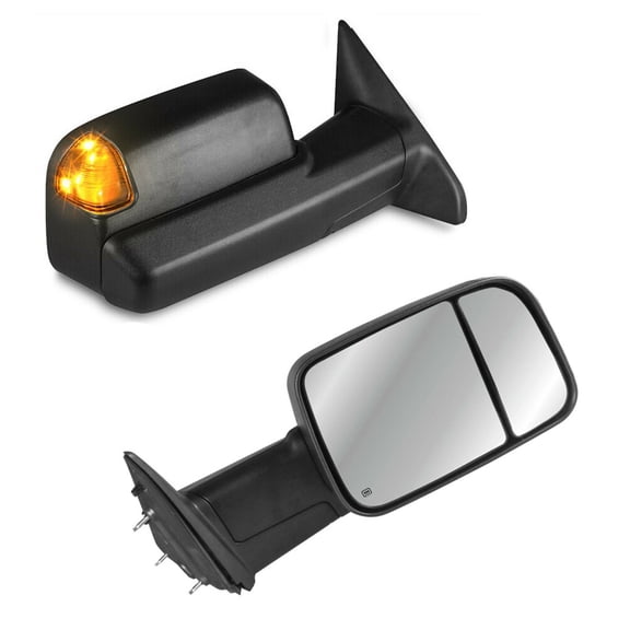 Power Heated Puddle Light Towing Mirrors Set with Turn Signals