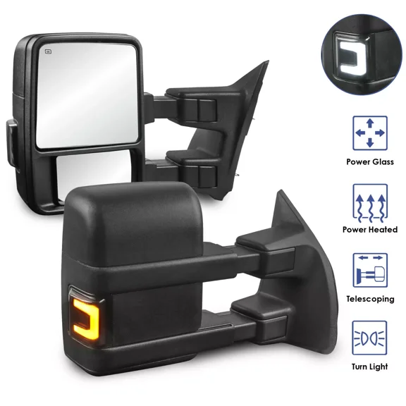 MOSTPLUS 2PCS Power Heated Tow Mirrors for 2003-2016 Ford F250 F350 F450 F550 Super Duty
