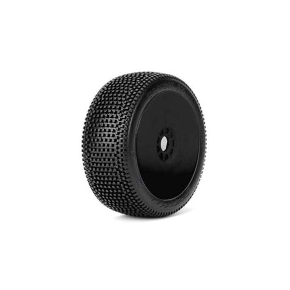 Power Hobby 1-8 Scale Block in Buggy Mounted Tires Wheels, Black - 2 Piece
