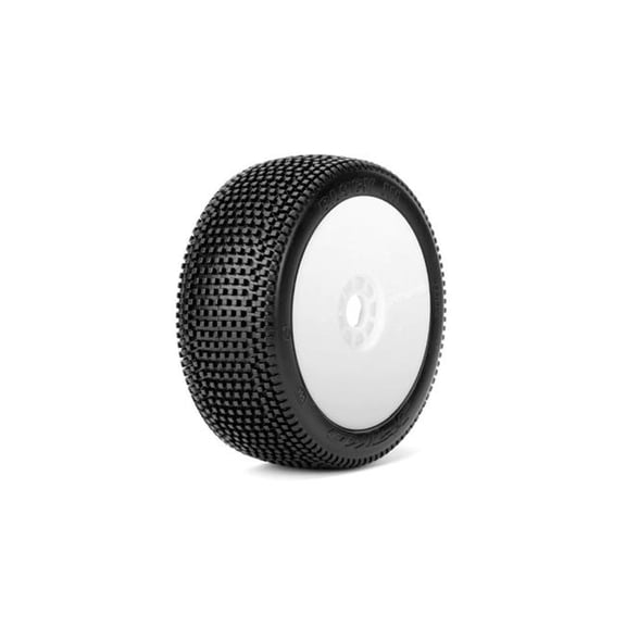 Power Hobby 1-8 Scale Block in Buggy Mounted Tires White Wheels - 2 Piece