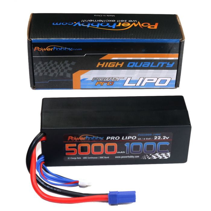 Power Hobby 6S 22.2V 5000MAH 100C Hard Case Lipo Battery w 6S5000100CEC5HCS