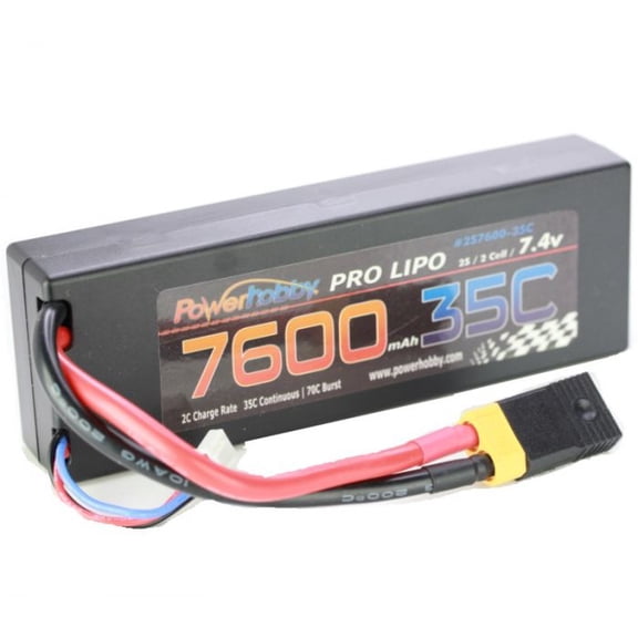 Power Hobby 7600Mah 7.4V 2S 35C Lipo Battery With Hardwired Xt60