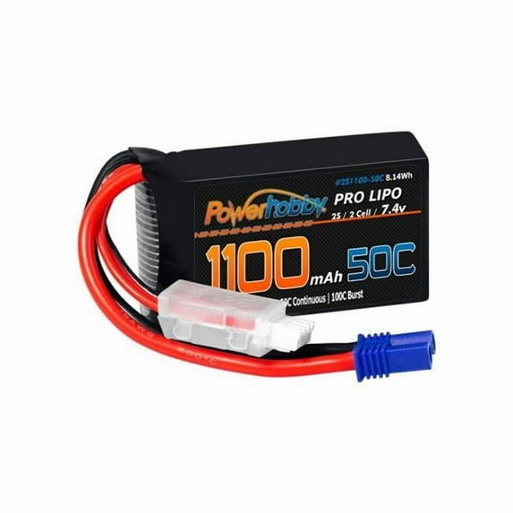 Power Hobby PHB2S1100MAH50CEC2 2S 1100mAh 50C LiPo Battery with EC2 Plug Losi Mini-T-B, JRX2